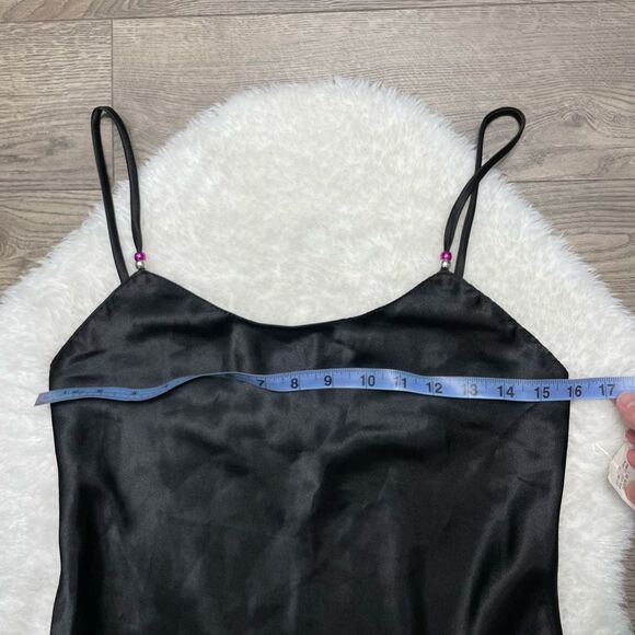 Le Chateau Nightgown Lingerie Satin Slip Dress Black Size Medium New With Tag - Picture 5 of 8